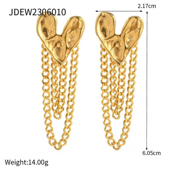 Casually Gold Heart Earrings - Picture 8 of 8